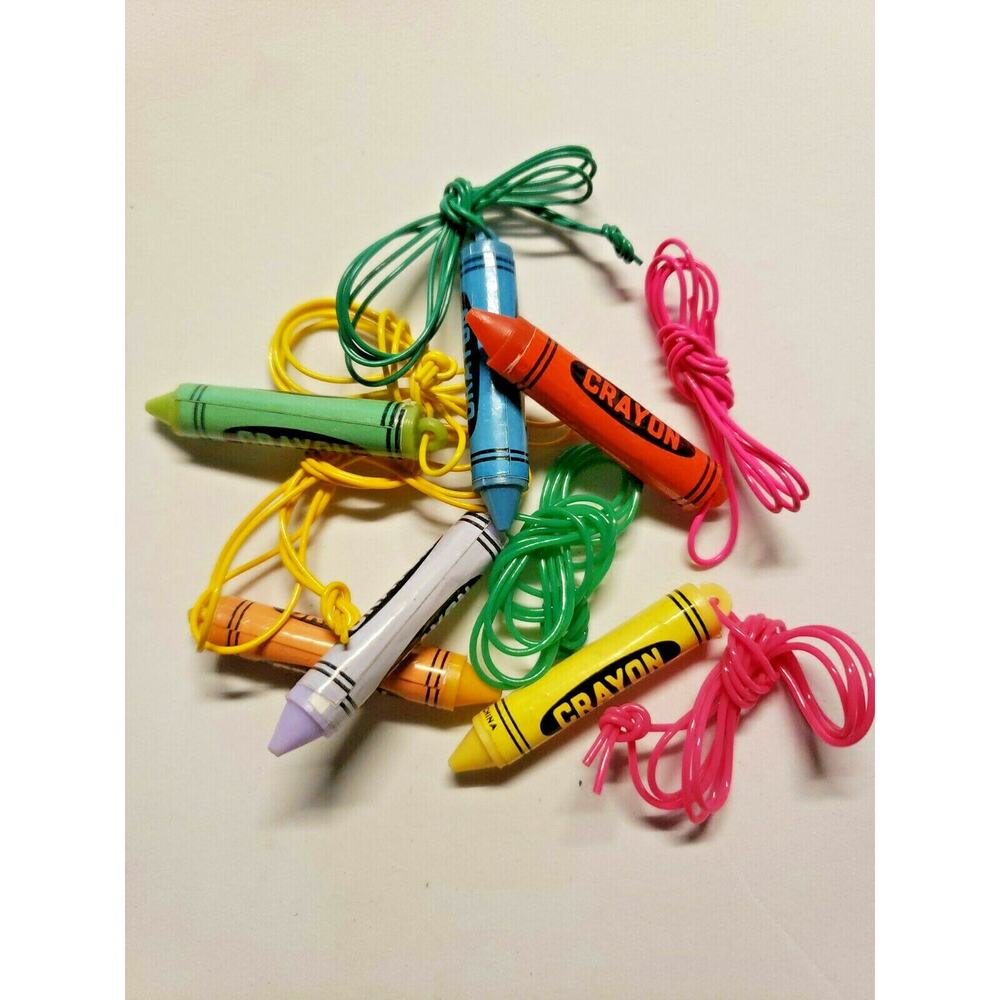 Vintage 6 Assorted Crayon Necklace‎ Charms Vending Machine Toy Prize SKU 52